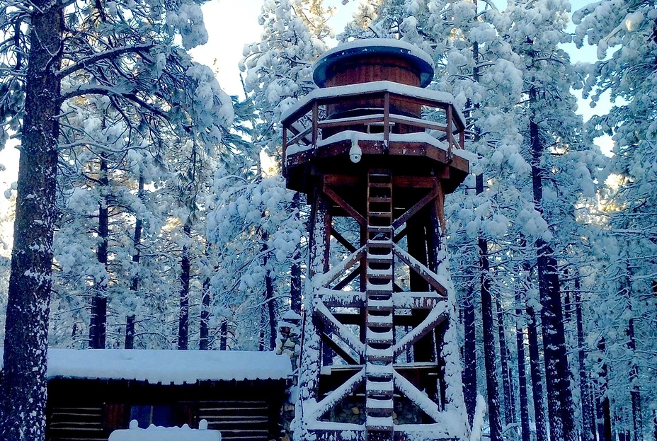 Snowy water tower